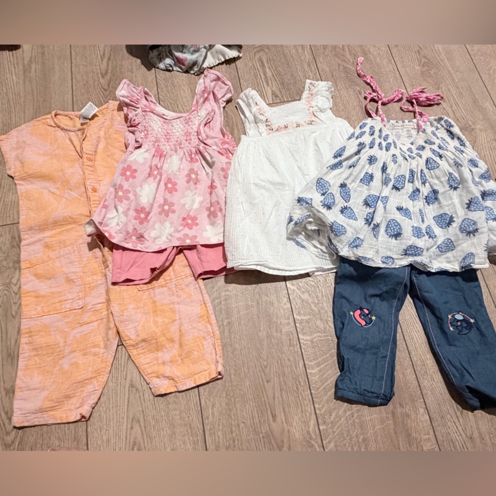 Tartine et Chocolat Pink and White Floral Kids Set 2T Girls